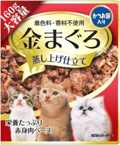 ペットライフクリエイト [隔月6回 定期便]金まぐろ 猫用パウチ(かつお節入り)160g×48袋 ペットフード 定期便