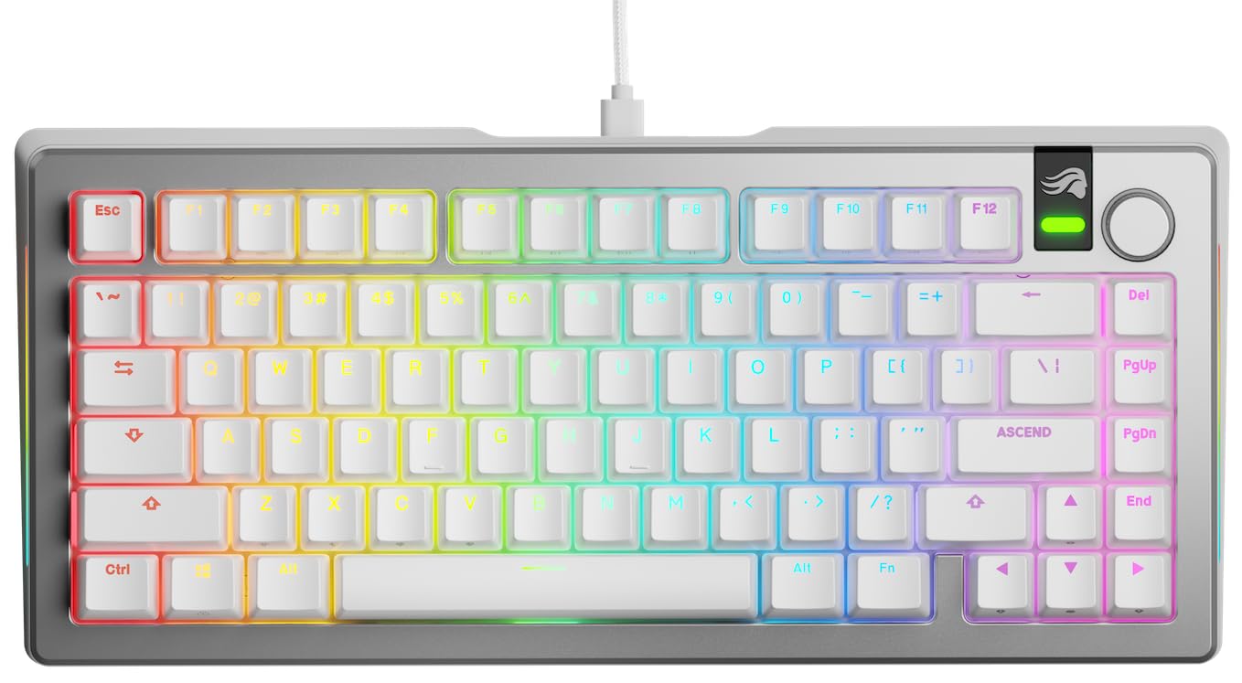 GLORIOUS GMMK 3 Pro 75% Teclado Mecánico Hot Swap QWERTY US | Carcasa de aluminio sólido, juntas modulares adaptables, mecanismos de cinco pines, sistema de amortiguación fonoabsorbente