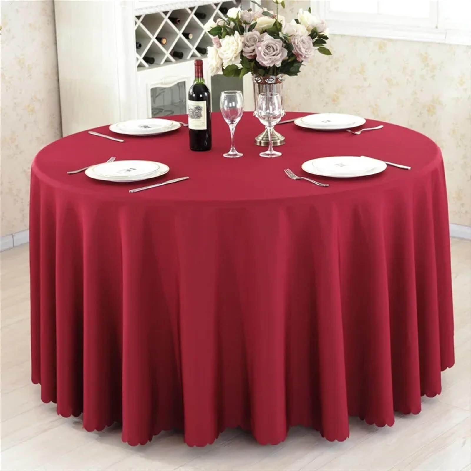 Tovaglia rotonda per matrimoni, par, ristorante, tovaglia nera per decorazione banchetti, 260 cm, perfetta per tavolo da pranzo per eventi speciali