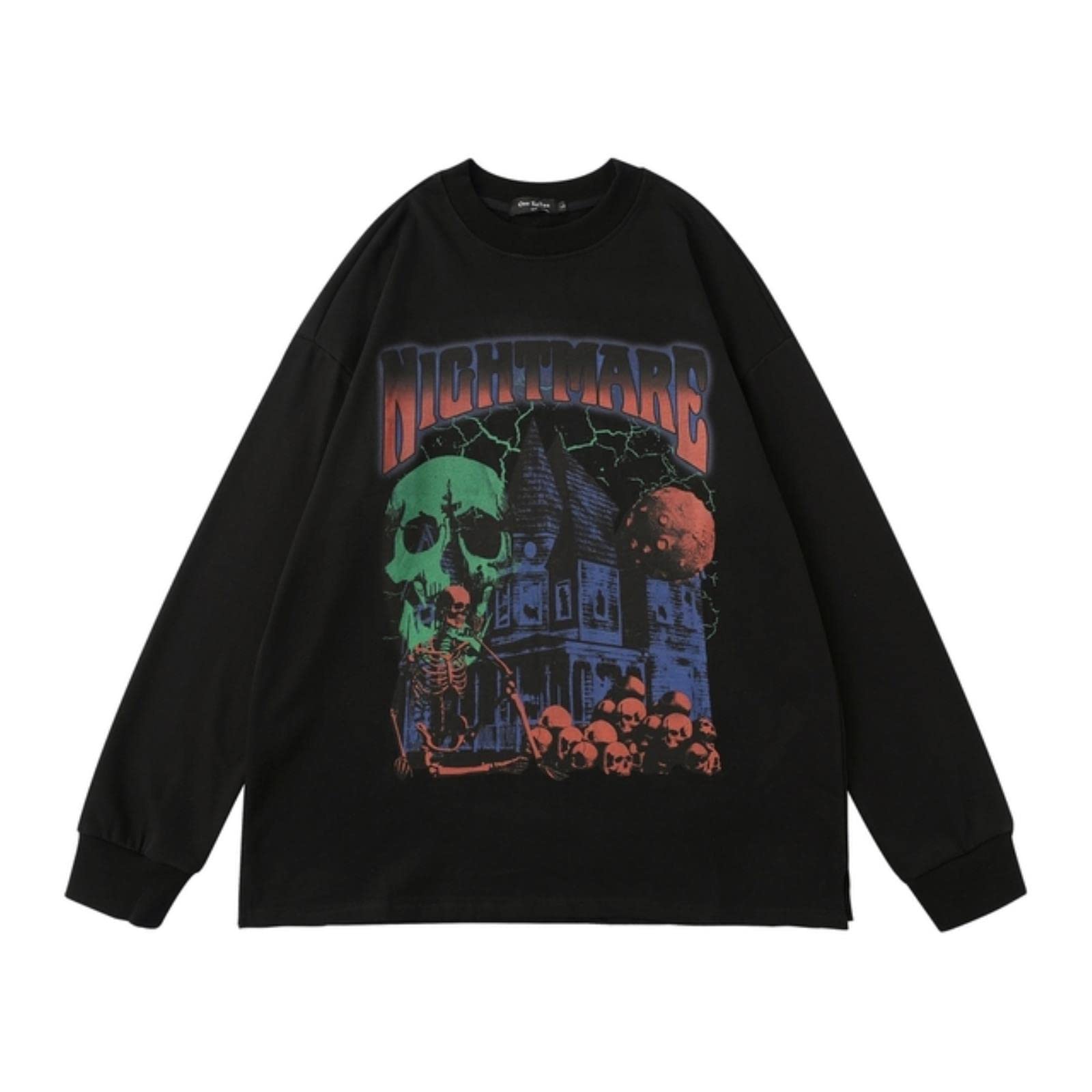 Felpa da uomo con stampa hip hop Streetwear Punk gotico girocollo pullover Harajuku moda cotone allentato felpa con cappuccio