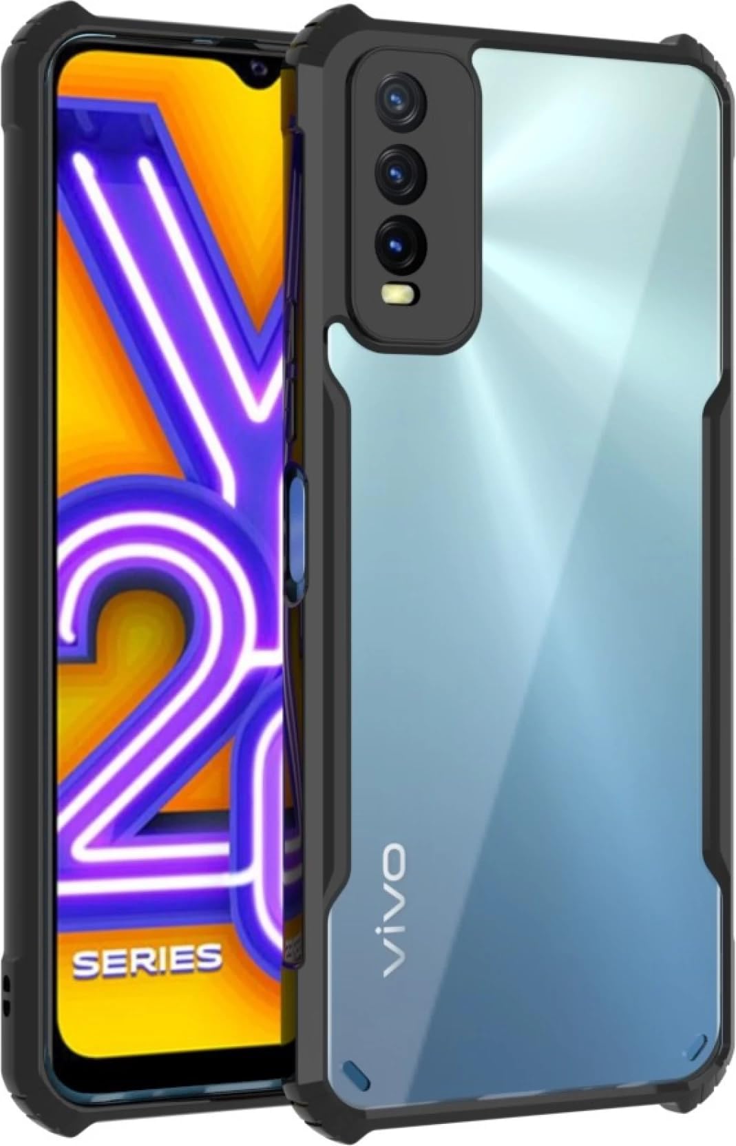 SHINESTAR Vivo Y20 / Y20i Back Cover Case | Ultra Thin 360 Degree Protection Crystal Clear Tranparent Bumper Back Cover Case for Vivo Y20 / Y20i - Black (B08R2QFDXC) Amazon Price History, Amazon Price Tracker