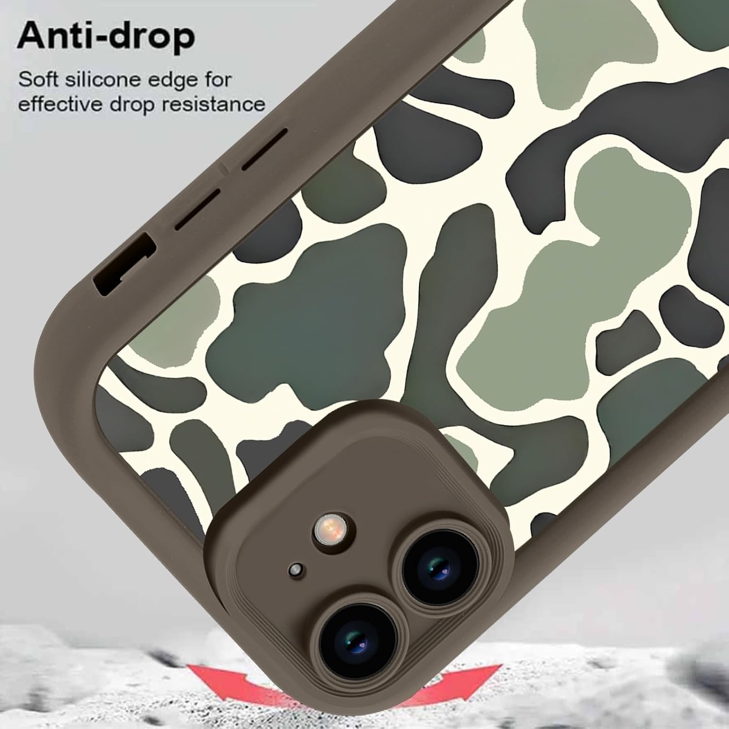 Camo Phone Case for iPhone 12 mini 5.4",Cool Leopard Print Cases Unique Cheetah Tortoise Design Pattern for Men Boys Teens,Soft TPU Brown Shockproof Lens Protection Cover for iPhone 12 mini image 3