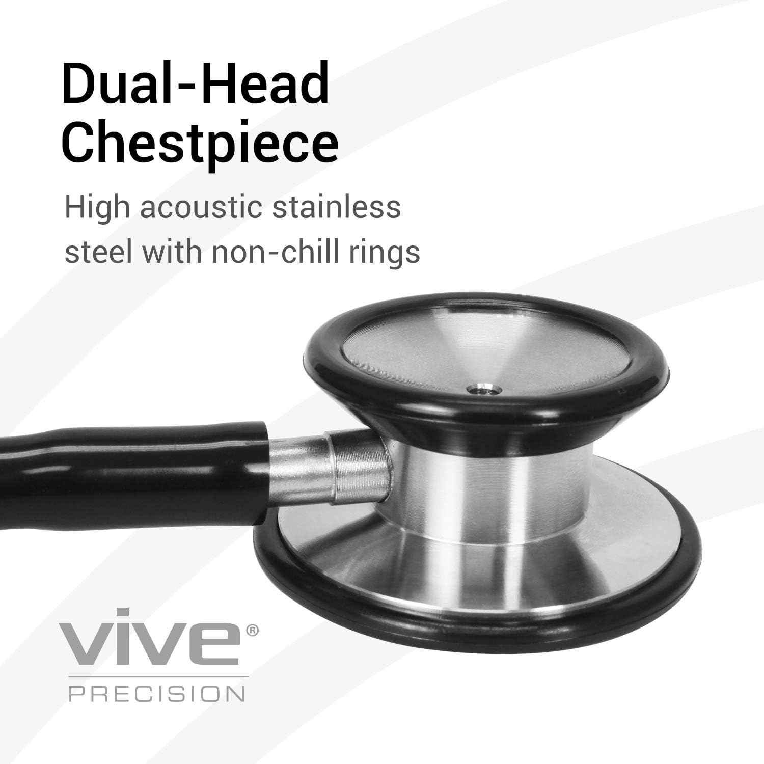 Vive Precision Dualhead Stethoscope - Dual Head Diaphragm Bell for Nurses, ER, Cardiology, Veterinary, Fetal Pediatrics Blood Pressure Kit - Double Barrel Chestpiece Device For Doctors, Students