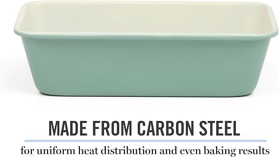 Martha Stewart Gallen 9 Inch Nonstick Carbon Steel Loaf Pan Teal, Durable Bakeware for Even Baking and Easy Release