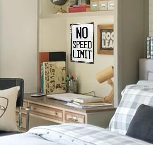 Miniatura 7 de Custom Kraze Letrero de metal con reproducción vintage sin límite de velocidad, 8 x 12