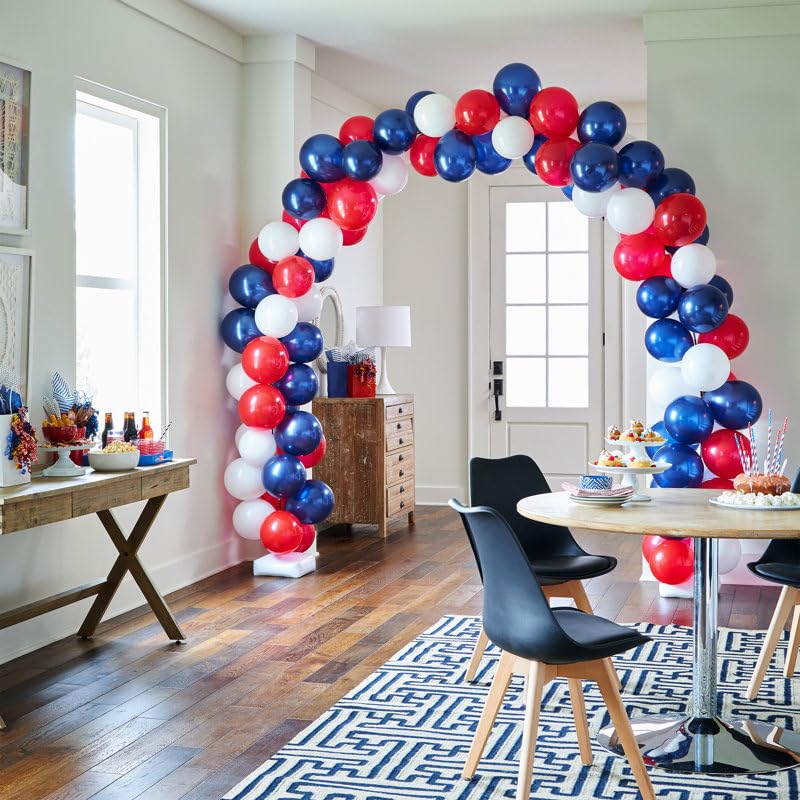 Image of Voircoloria 130pcs Red White Blue Balloons Different Sizes 18 inch 12 inch 10 inch 5 inch Party Latex Balloons for Birthday Graduation 4th of July Independence Day Anniversary New Year Holiday Party Decorations