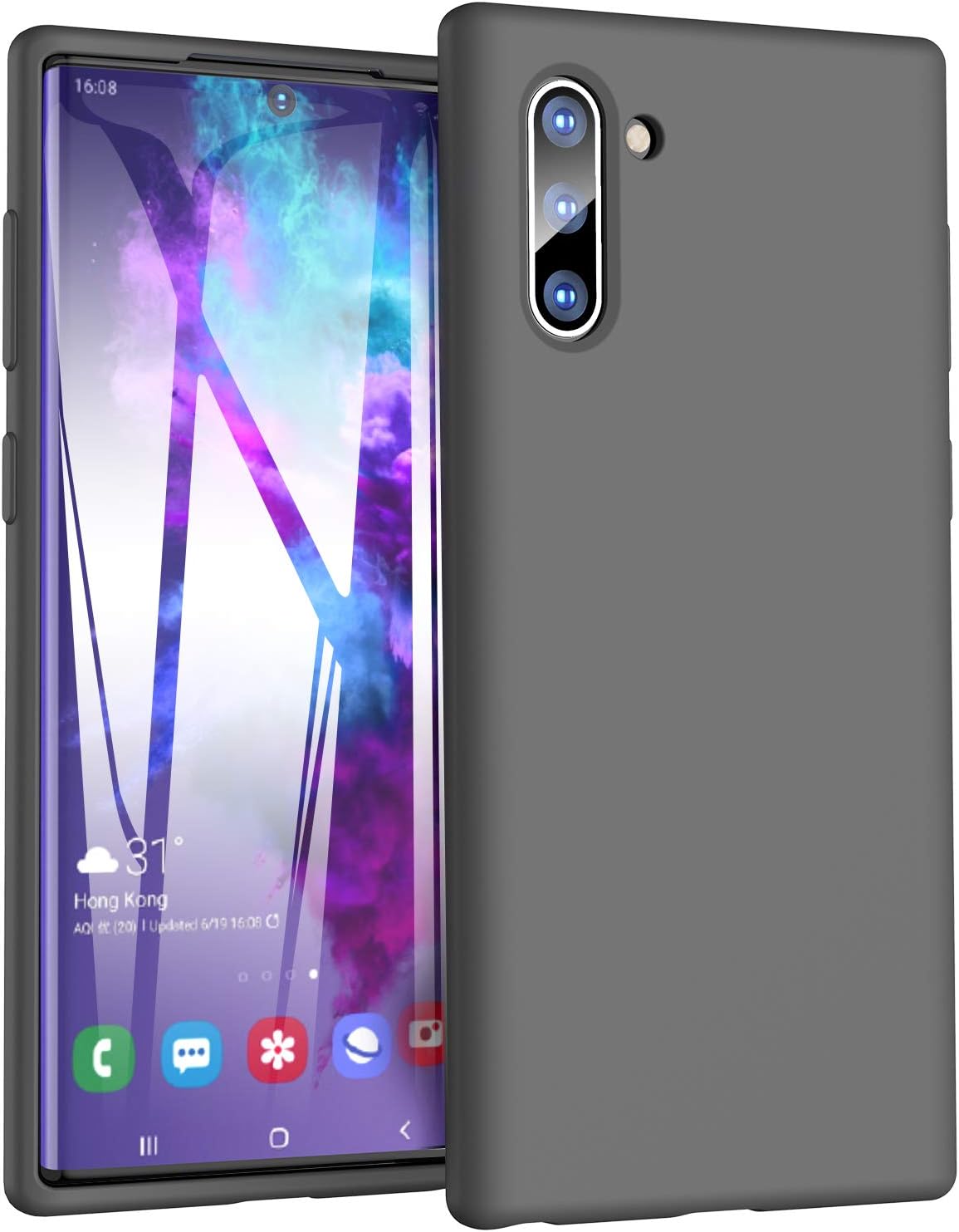 TOZO for Samsung Galaxy Note 10 Case Liquid Silicone Soft Protection Cover Black