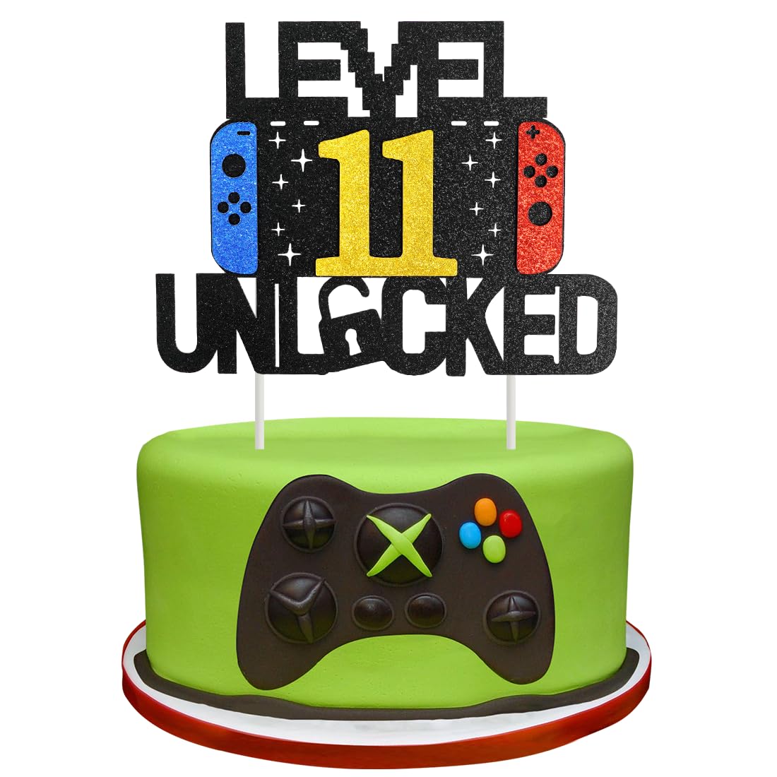 Videospiel Tortendeko Geburtstag, 11th Videospiel Cupcake Topper, Glitter Spielkonsolen Thema Kuchenaufsatz, Happy Birthday Kuchen Deko, Gaming Cake Topper für 11 Jahre Junge und Mädchen Geburtstag