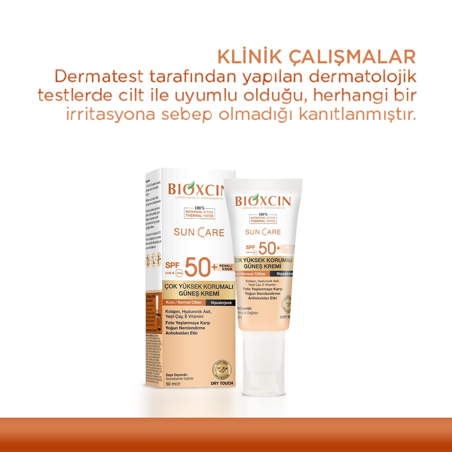 Bioxcin Sun Care Çok Yüksek Korumalı Kuru Ciltler Için Renkli Güneş Kremi Tinted Spf 50+ 50 ml (3 paketi)