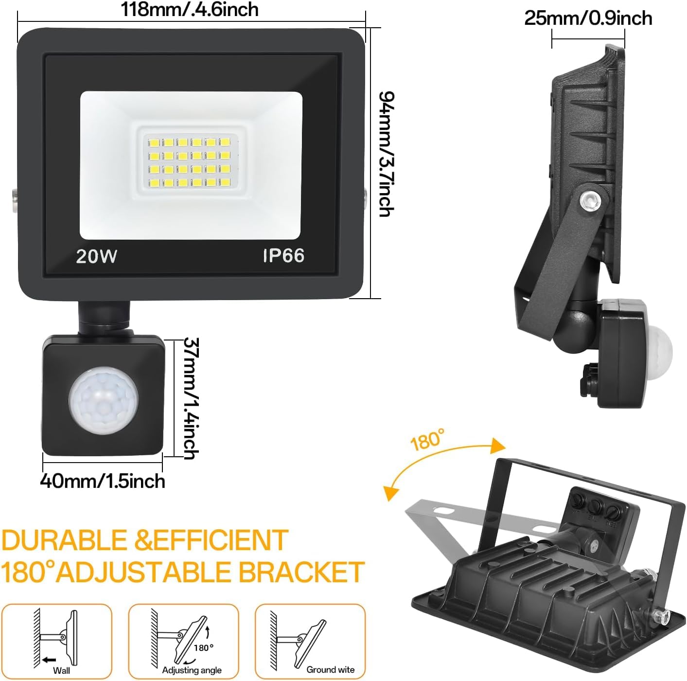 Photo 1 of RERBIO Motion Sensor Flood Light Outdoor, Plug in Motion Sensor Light with 4.9ft Cord, IP66 Waterproof Floodlights with Photocell 6000K Super Bright Security Light for Garden Patio