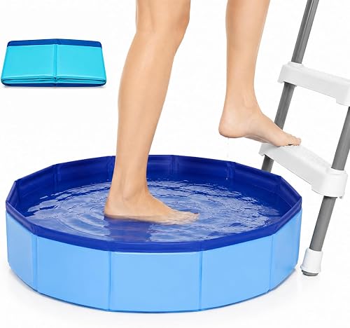 Foldable Pool Foot Bath, 20" x 4" Collapsible PVC Foot Wash Basin, No Inflation Needed Foot Rinse Tray for Above Ground Swimming Pools, Beach & Outdoor Camping, Pool Foot Cleaner Accessories