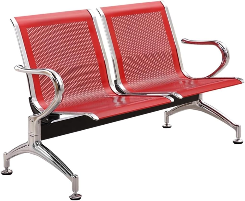 YVYKFZD 2-Seat Waiting Room Chairs, Waiting Room Bench with Arms, Office Guest Reception Chairs, Steel Reception Bench Seating for Airport Hospital Bank(Red)