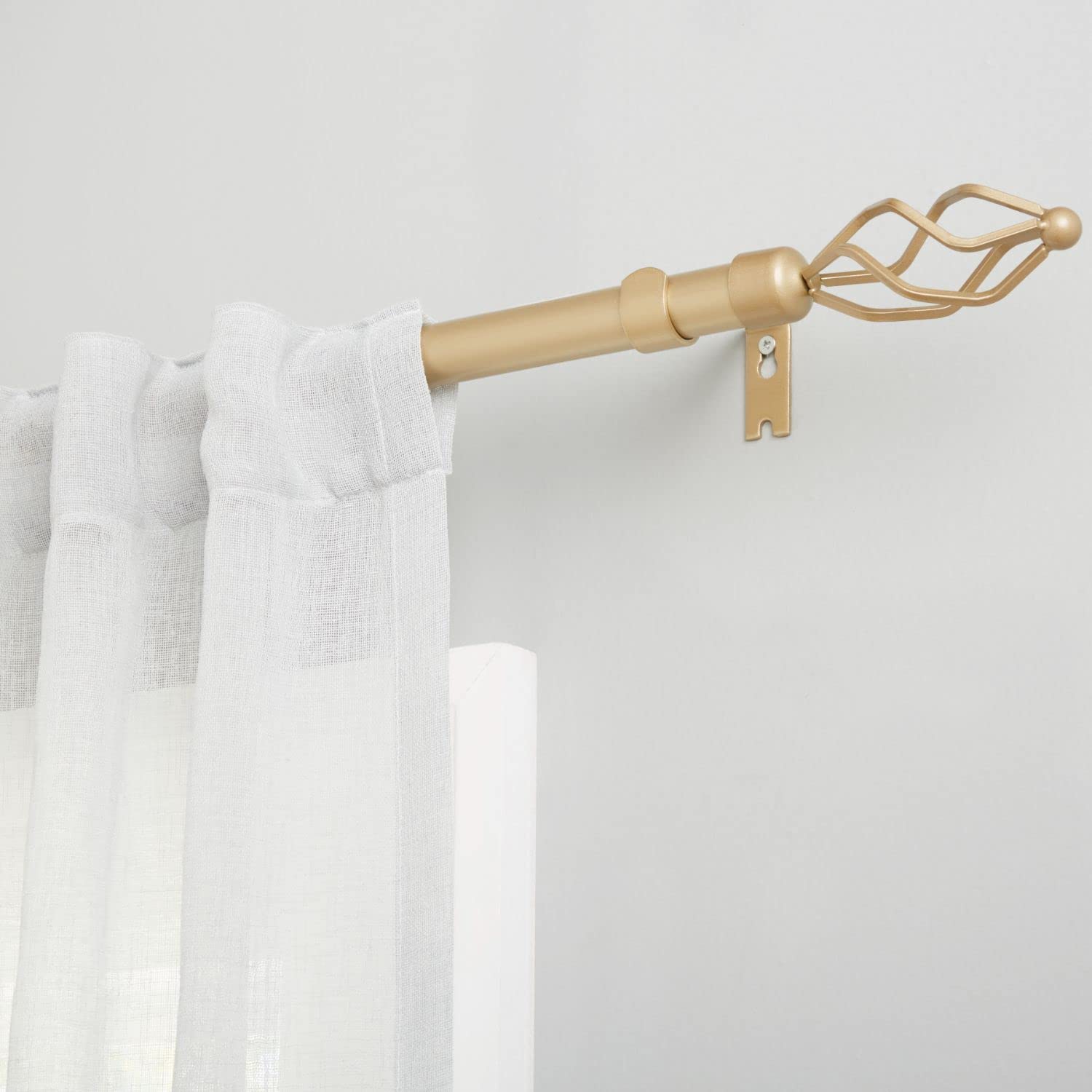 Exclusive Home Curtains Lancelot 1'' Window Curtain Rod and Finial Set, Adjustable 36''-72'', Gold