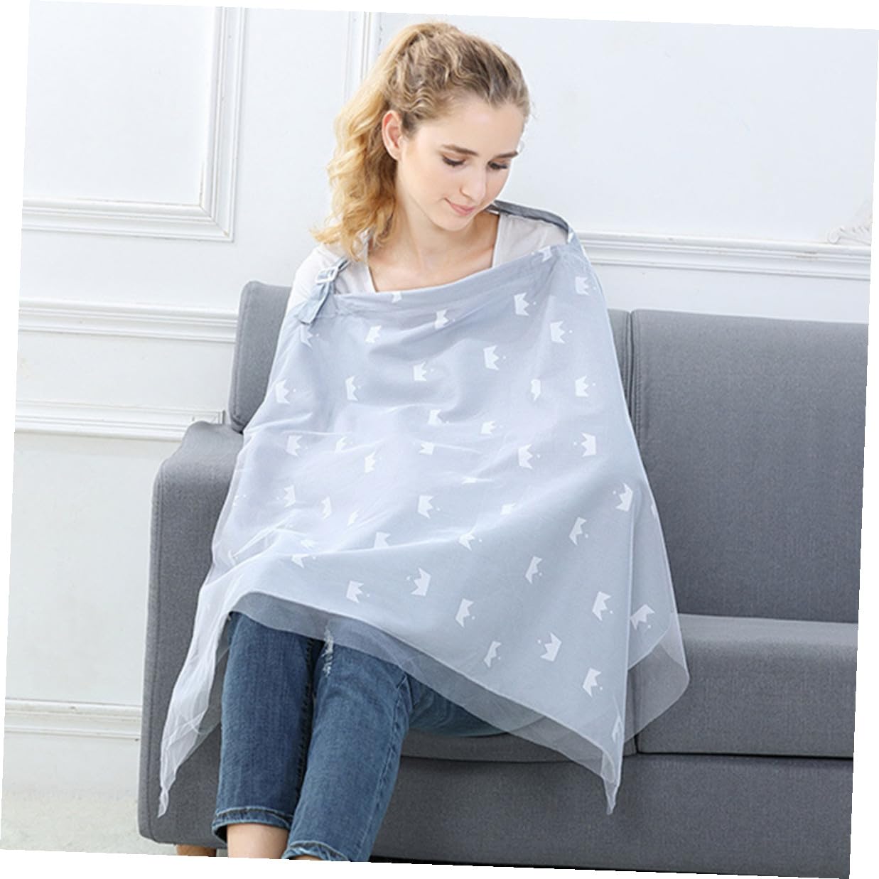LABRIMP Breastfeeding Cover Nursing Scarf for Moms Multi-Function Feeding Towel with Cotton Material Comfortable All-Season Wear Elegant Pattern Privacy Shield for Outdoor Nursing