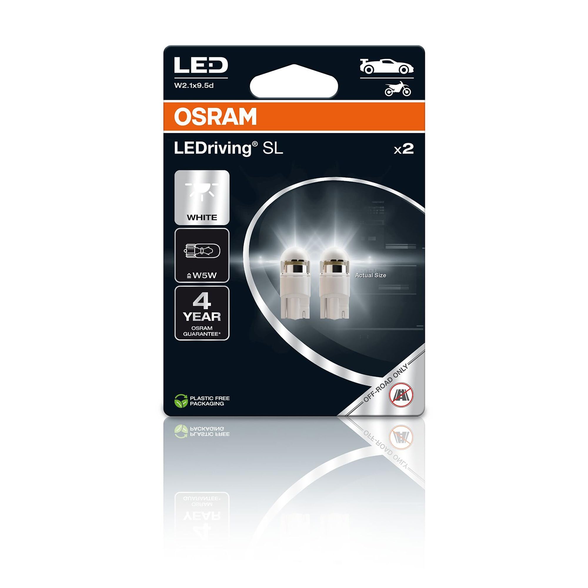 OSRAM LEDriving SL, W5W, Bianco 6000K, Double Blister (2 lamps), LED Retrofit, offroad use only