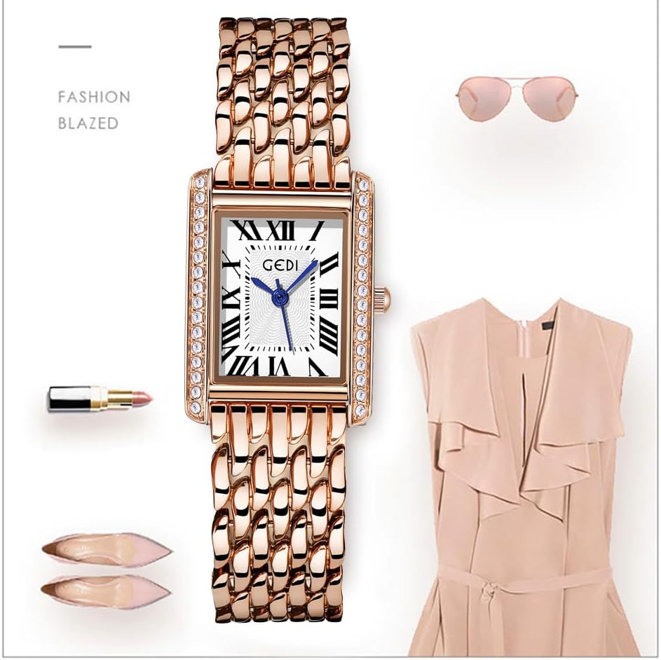 Gold Watches for Women Updated Ladies Quartz Wrist Watchs Stainless Steel Band Women’s Small Dainty Gold Watch Luxury Casual Fashion Bracelet Womens Waterproof Casual Roman Numerals Tools Included - Image 5