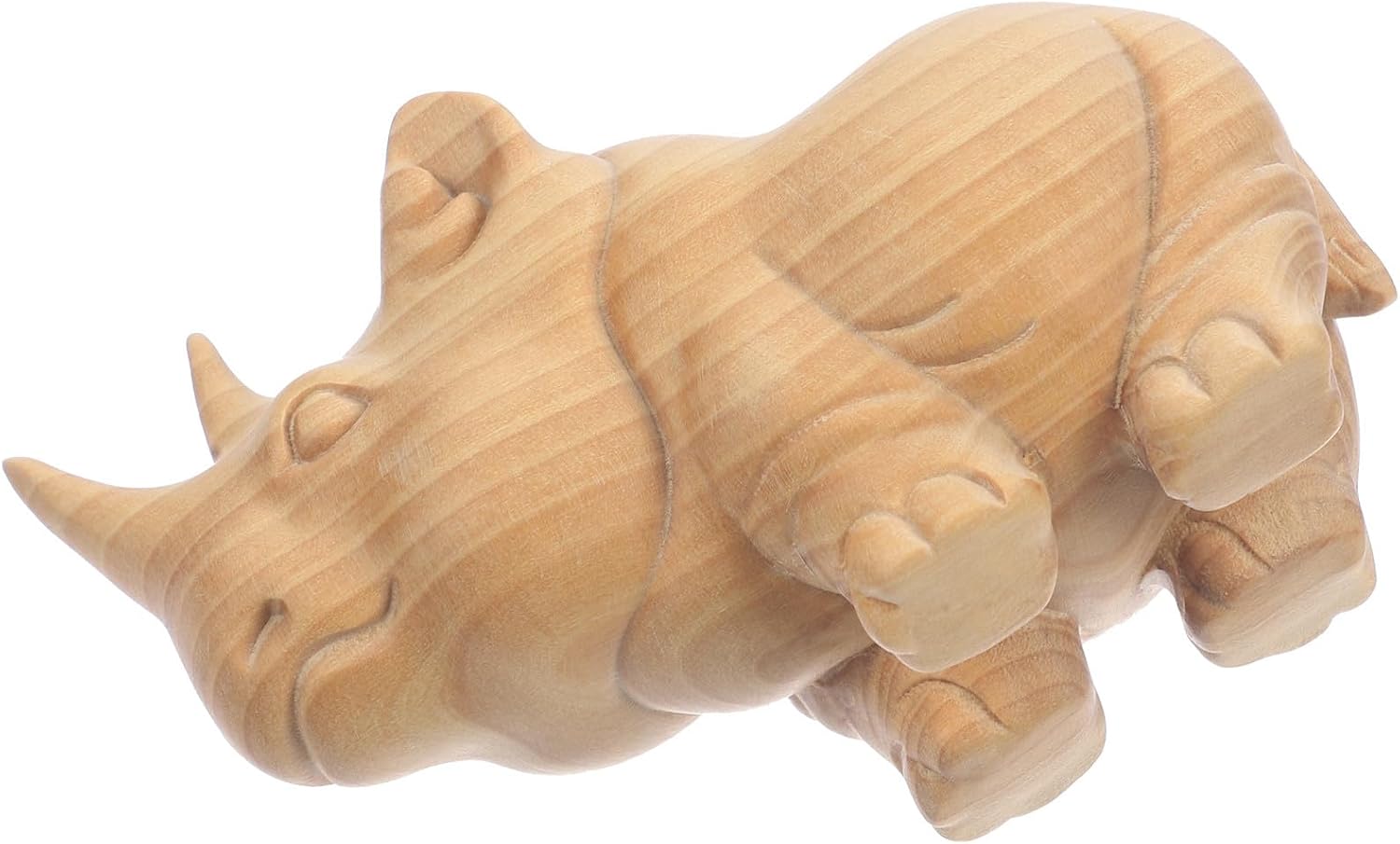 ARTIBETTER Boxwood Rhino Handheld Plaything Retro Desktop Statue Khaki
