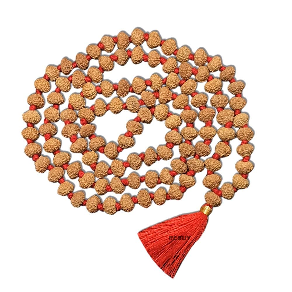 REBUYREBUY Rudraksha Mala 10 Mukhi Rudraksha Bead Mala Meditation Beads Prayer Beads, 10 Mukhi, Indonesian, Color Brown