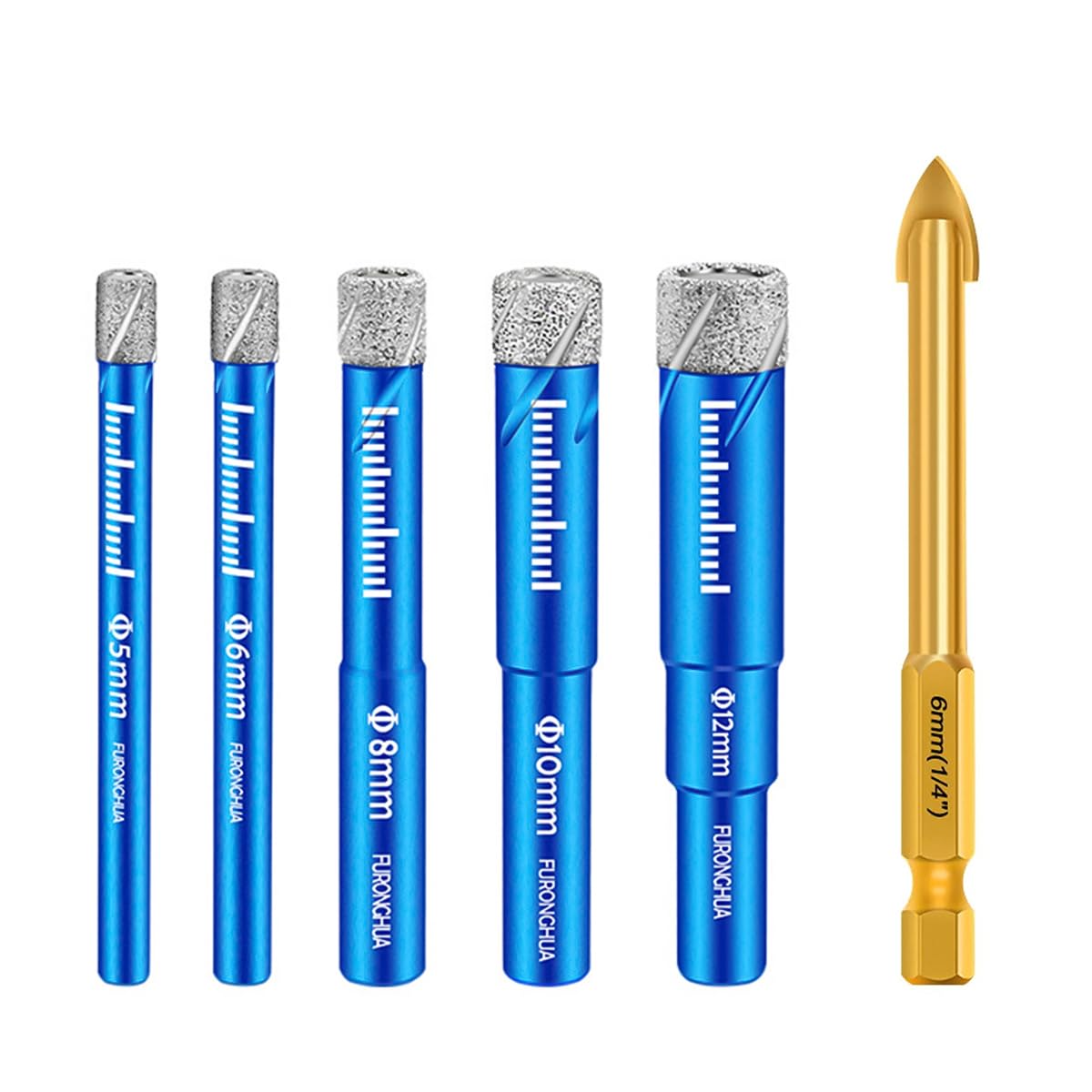 Serplex® 6PCS Dry Diamond Drill Bits Set Dry Diamond Core Drill Bits Set for Porcelain Tile, Ceramic Drill Bits for Glass Hard Materials, Ceramic, Tile, Quartz Stone, Round Shank 5-12mm (Not for Wood) (B0CYFTH1JV) Amazon Price History, Amazon Price Tracker