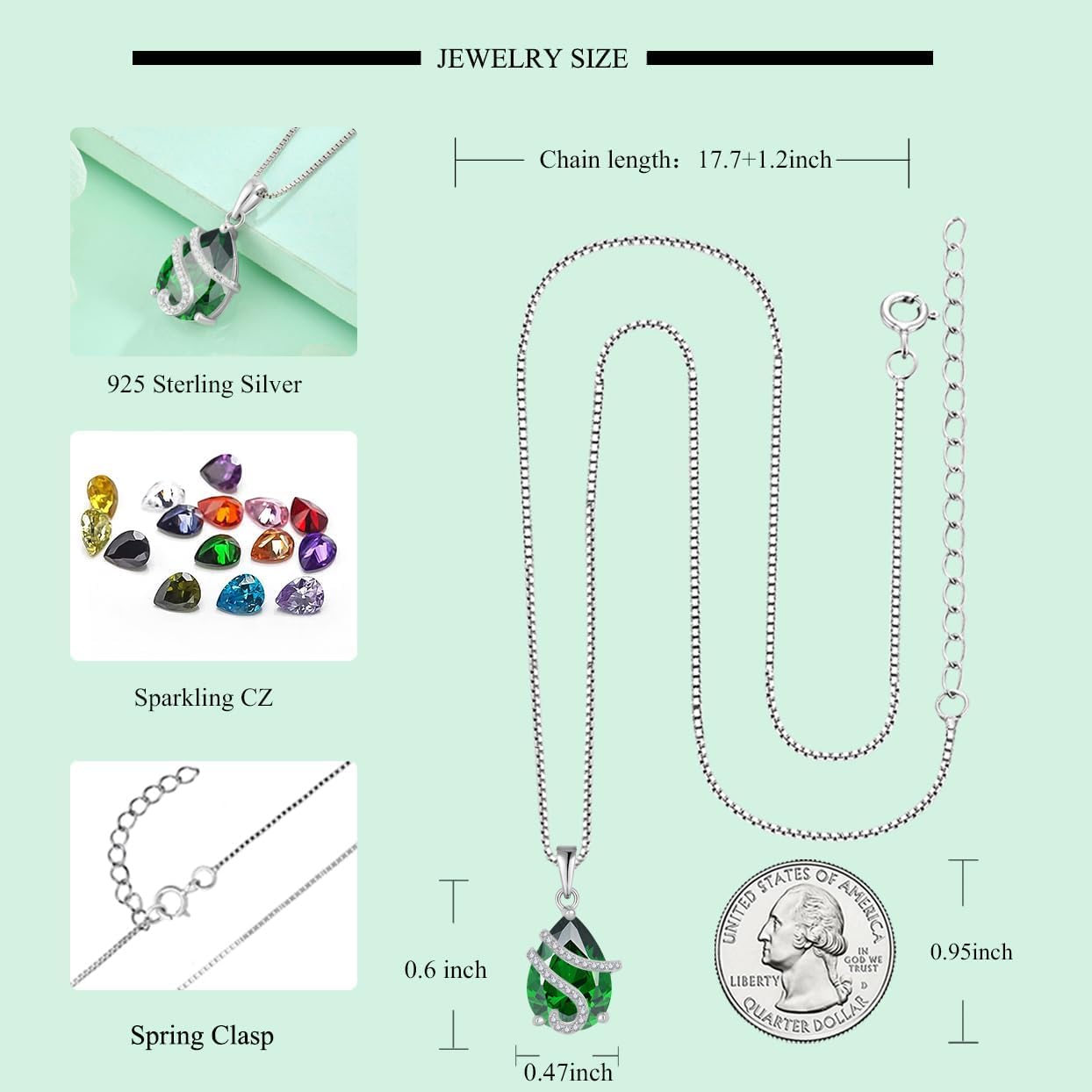 STARCHENIE Birthstone Necklace for Women 925 Sterling Silver Pear Cut Teardrop Pendant Necklace Jewelry Gift - Image 6