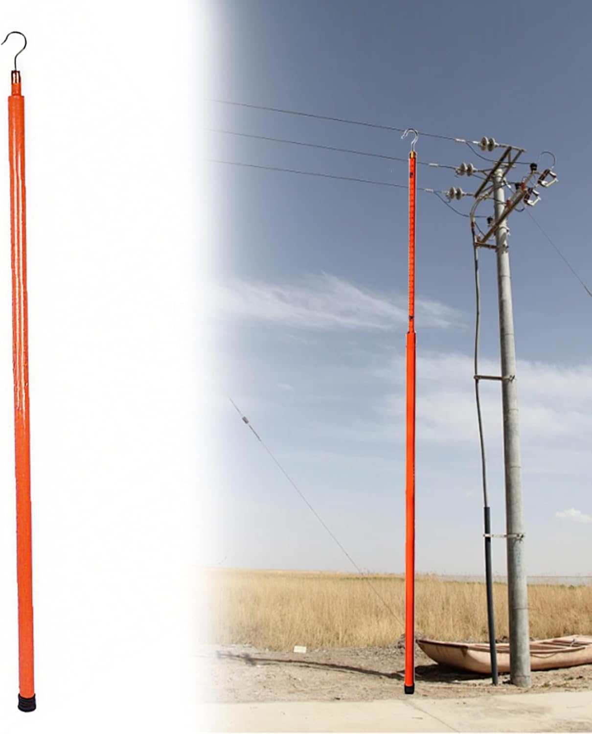 Adjustable Telescopic Measuring Stick - Insulated Resin Height Rod for Safe, Easy Measurements Up to 59ft (Orange, 600cm) - Perfect for Surveying, Construction, and Outdoor Use,Orange,600cm