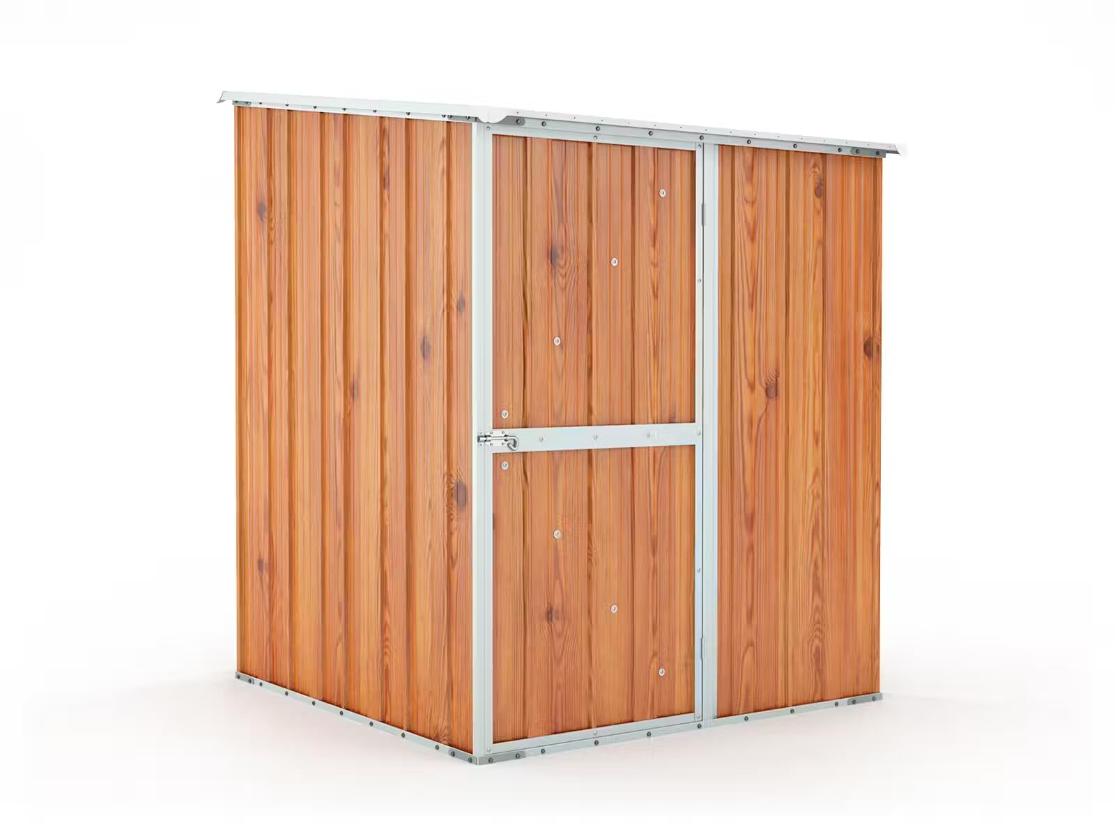 Box in Acciaio Zincato Casetta da Giardino in Lamiera 1.55 x 1.75 m x h2.02 m - 60 KG – 2.71 metri quadri (Finitura Legno)