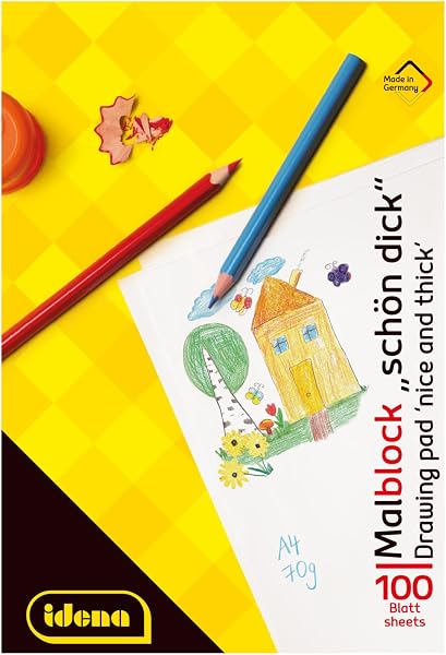 Idena 10390 - Blocco per disegnare in formato A4, 100 fogli, 70 g/m², ottimo spessore, 1 pezzo - 1