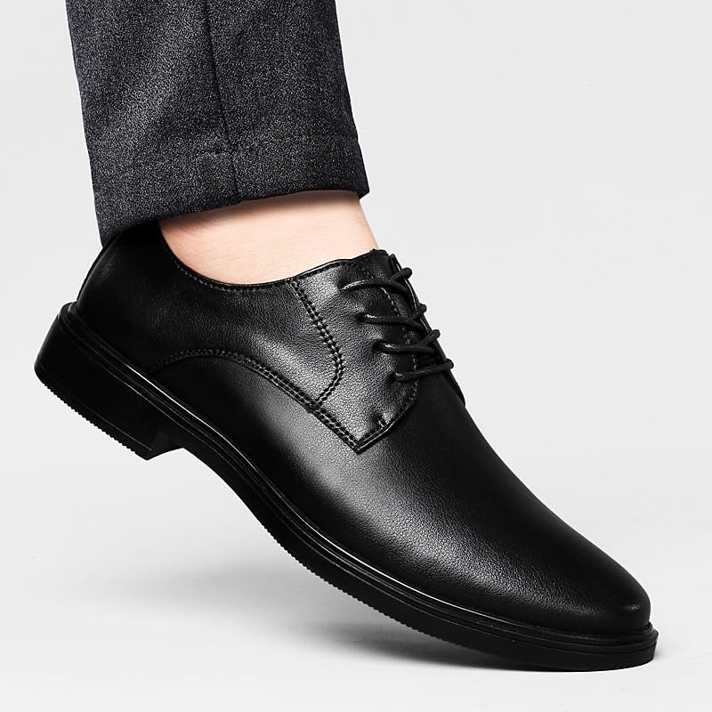 Men's Fashion Breathable Lace-Up Dress Shoes Wingtip Brogue Oxford Shoes Vintage Leather Design Pointed-Toe Derby Shoes(10)2