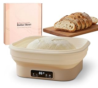 4L Food-Safe Silicone Bread Proofing Basket, 11" Electric Sourdough Bread Baking Kit, 6 Temp Adjus table, Auto-Shut Timer, Graphene Thermostatic Heating Proofing Bowl, Dishwasher Safe, Foldable - Amazon product rated Grade B