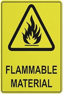 12"x8" Caution Flammable Material Rust Free Aluminum Sign - Easy to Read Sturdy Keep Out, Outdoor Indoor Decor for Home, Farm, Yard, Garage, Factory