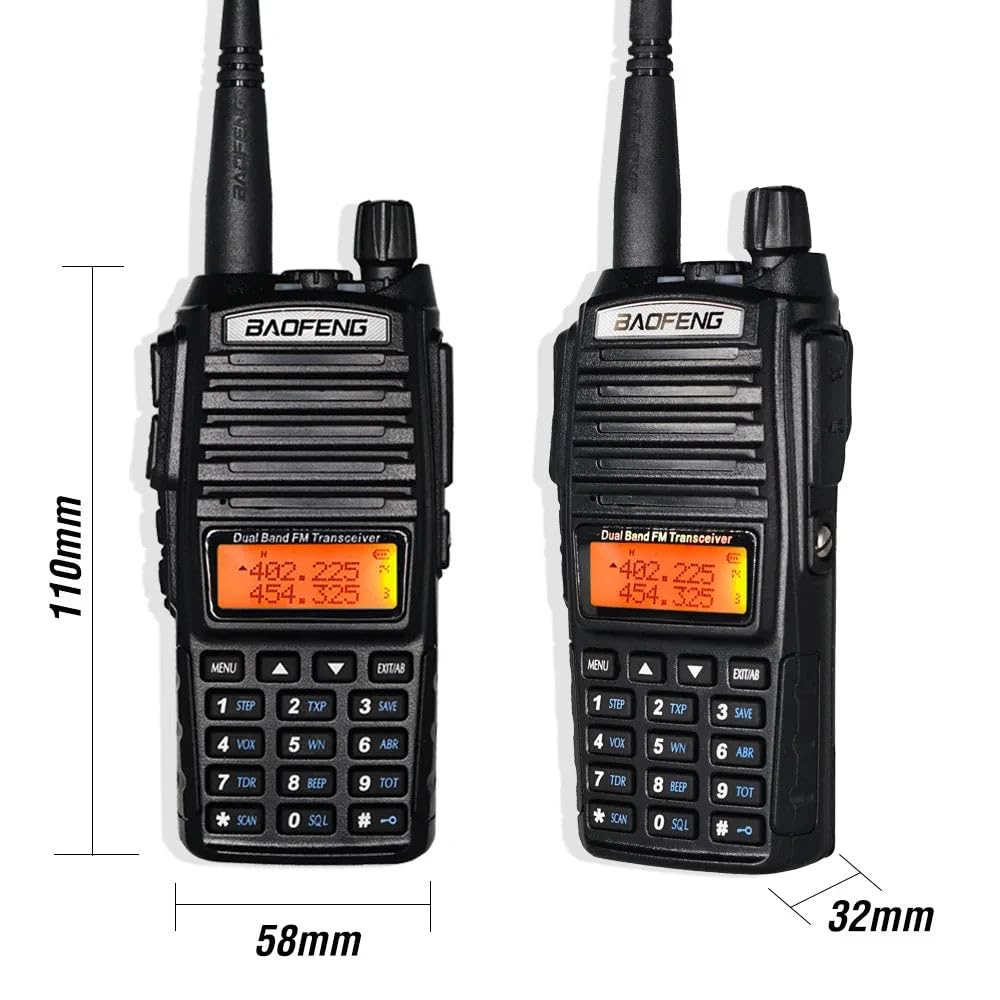 Walkie Talkie Baofeng UV-82 | Potencia 3W-5W, Batería 2800mAh, Radio FM, VOX Manos Libres, 128 Canales, Programable por PC | Ideal para Profesionales y Actividades al Aire Libre (Solo Radio)