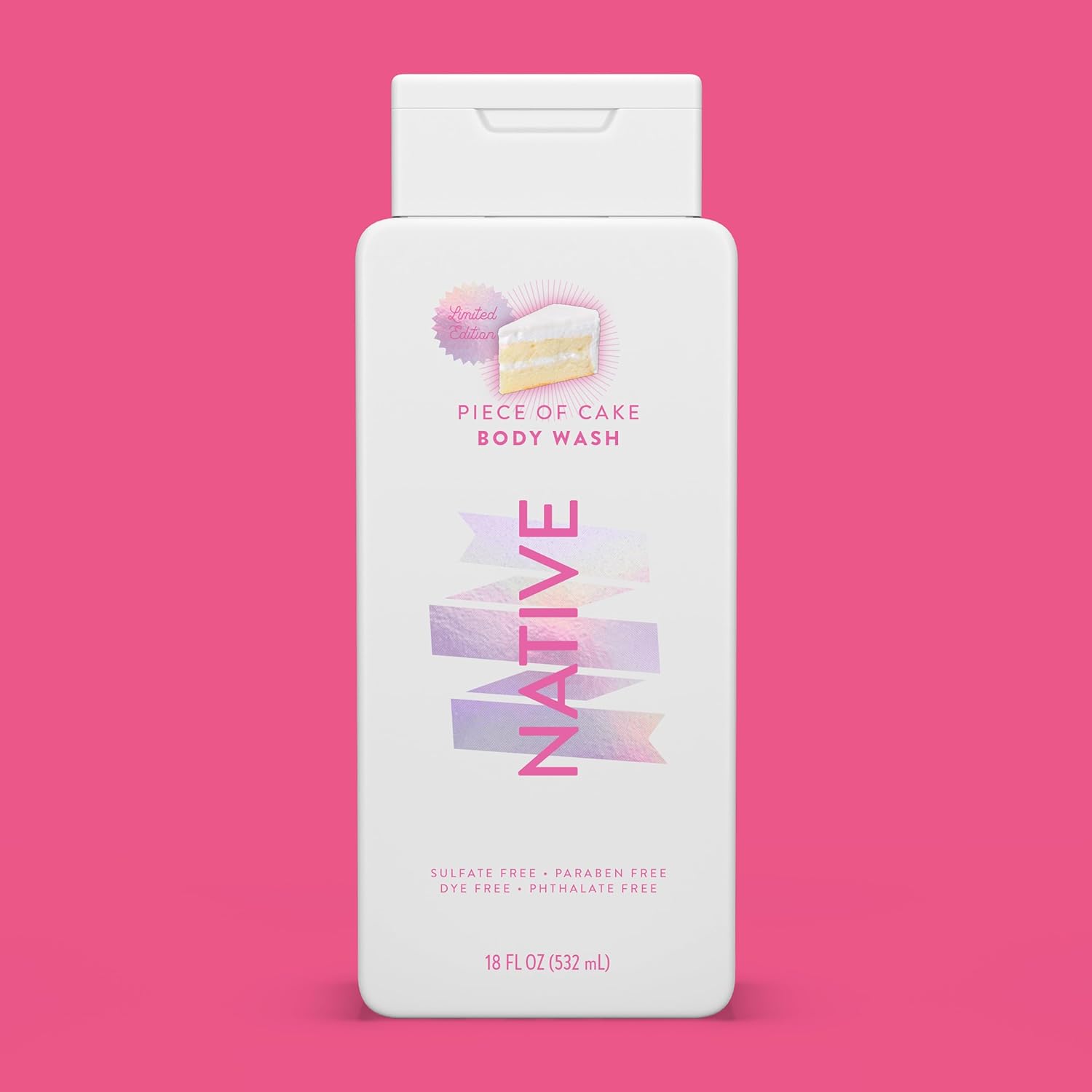 Native Body Wash Contains Naturally Derived Ingredients | For Women & Men, Sulfate, Paraben, & Dye Free Leaving Skin Soft and Hydrating | Piece of Cake 18 oz
