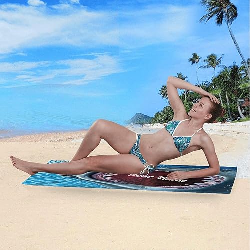 Miniatura 4 de Toalla de playa personalizada con nombre Cool Shark Toallas de baño para piscina, regalos de cumpleaños, 30 x 60 pulgadas