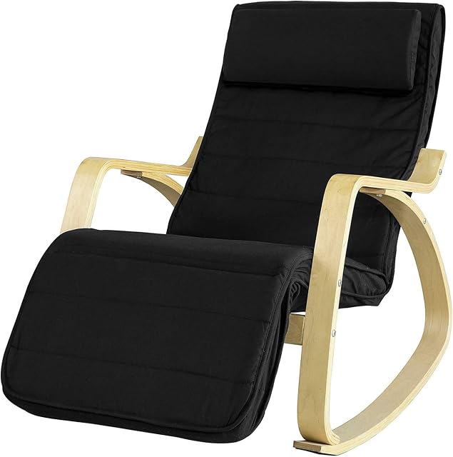 SoBuy New! Comfortable Relax Rocking Chair with Footrest Design, Lounge Chair Recliner (FST16-SCH)