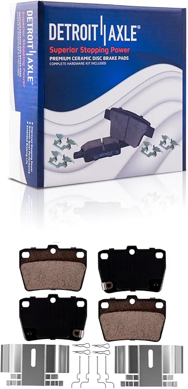 Pastilhas de freio traseiras cerâmicas Detroit Axle P-1051 para Toyota RAV4 2004-2005 – Kit com 2 unidades