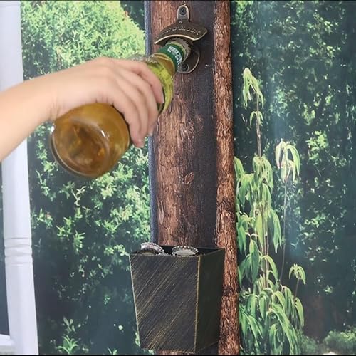 Miniatura 3 de Abridor de botellas de latón montado en la pared Abridor de tapa de cerveza de bronce antiguo inoxidable CERVEZA O'CLOCK Montable