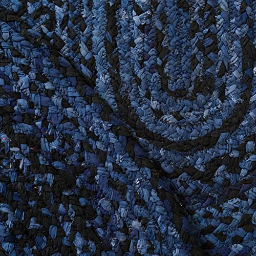 Tapete redondo SAFAVIEH 3' trenzado reversible azul y negro miniatura 6