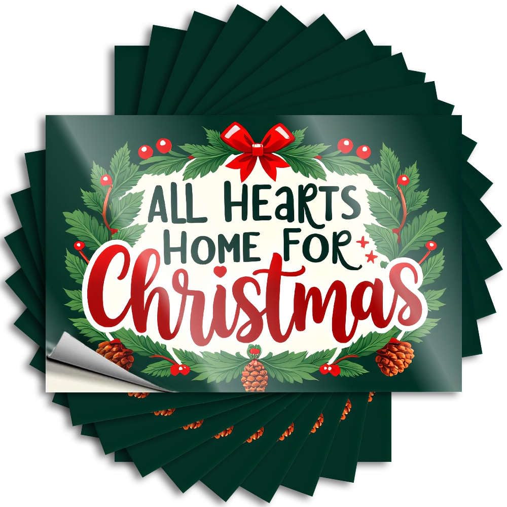 Balcony Decor Case Saying | All Hearts Home for Christmas. Good Durable Vinyl Sticker Easy Apply for Tiki(8X12CM)