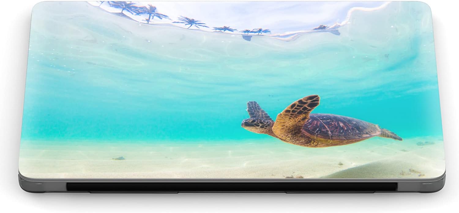 Mertak Hard Case Compatible with MacBook Pro 16 14 Air 15 13 inch M3 M2 M1 Mac 2024 2023 2022 2018 Blue Protective Underwater Clear Cute Touch Bar Shell Swimming Laptop Ocean Girl Women Turtle Sea