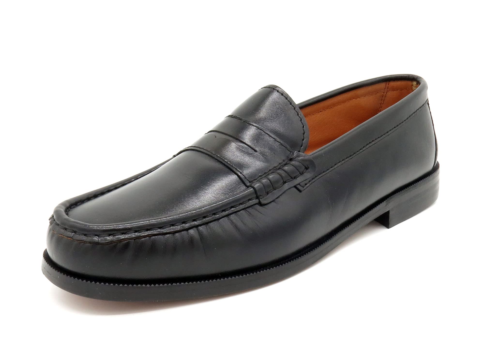 Mocasines Hombre Piel Nappa Zapatos Castellanos Suela de Cuero Welted Negro 39 Zapatos de Vestir Traje