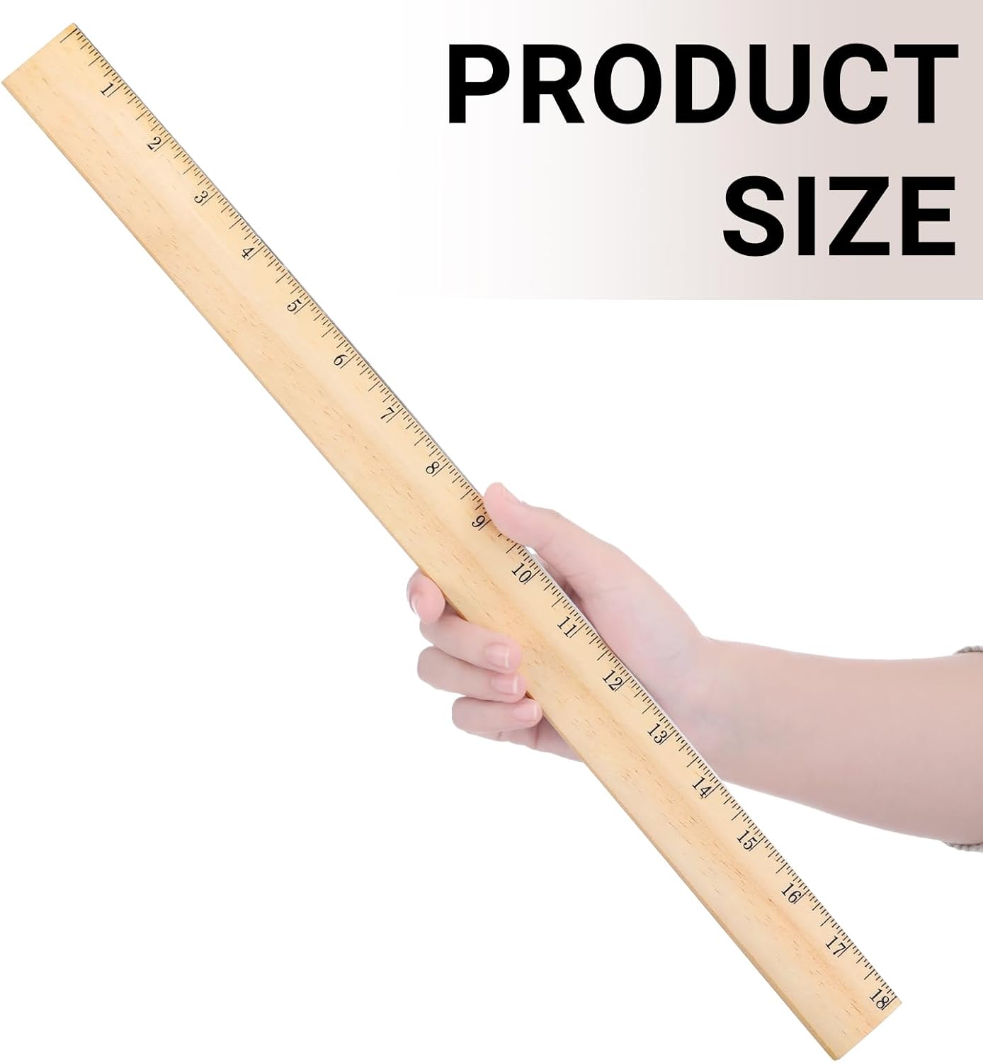Tellegloww 12 Packs Wooden Rulers 18 Inch with Single Metal Side Bulk Inches Centimeter Metric Measuring Rulers for Students School Office Supplies