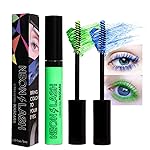 2 Colored Mascara for Eyelashes Set,Blue Green Halloween Fluorescent Colorful Waterproof Long lasting Charming Voluminous Mascara for Women Cruelty Free Vegan Eye Makeup (02 Green &05 Blue)