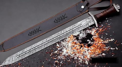 Miniatura 3 de Espada de acero de Damasco forjada a mano personalizada Espada de daga suiza Viking Gladius Espada de doble filo Espada de Gladiador de sangre