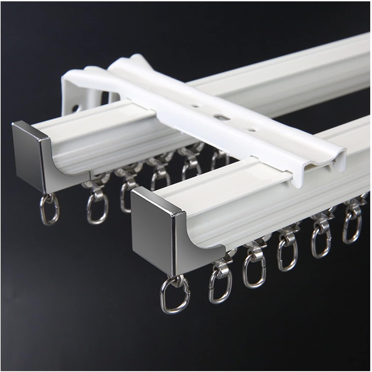 Curtain Conjoined Double Tracks, Heavy Aluminum Alloy Curtain Rails, with Silent Pulley, for Window Room Divider Ceiling Track Set (Color : A Ceiling Mounted, Size : 500cm(16.4ft))