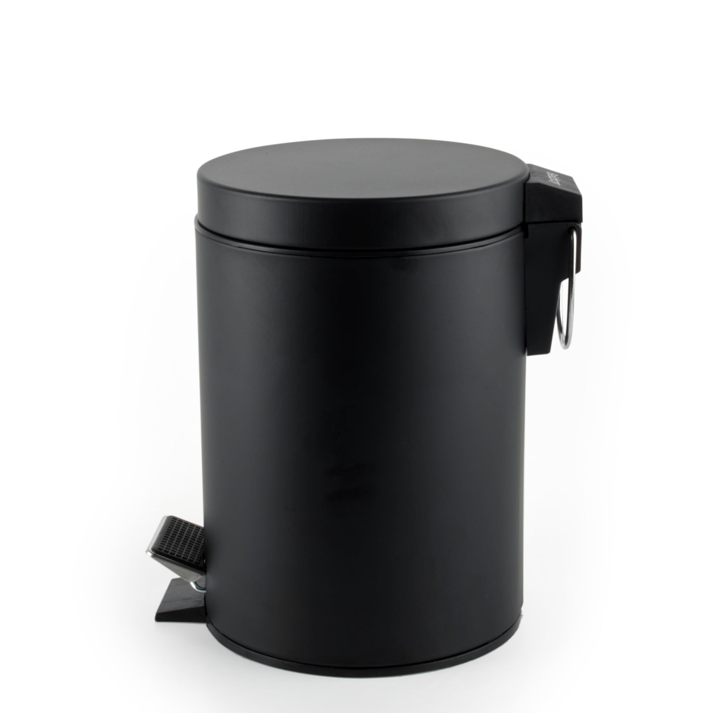 Beldray cubo de baño con pedal 3 L - papelera pequeña redonda de acero inoxidable, tapa de cierre suave, cubo interior extraíble, ideal para baño, dormitorio u oficina, negro