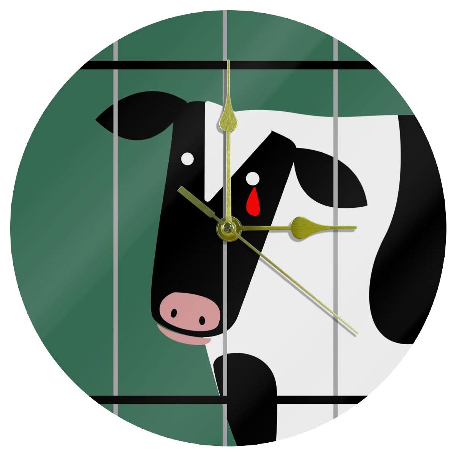 Horloge murale fonctionnement a piles silencieuse 24 cm motif vache triste pour deco chambre