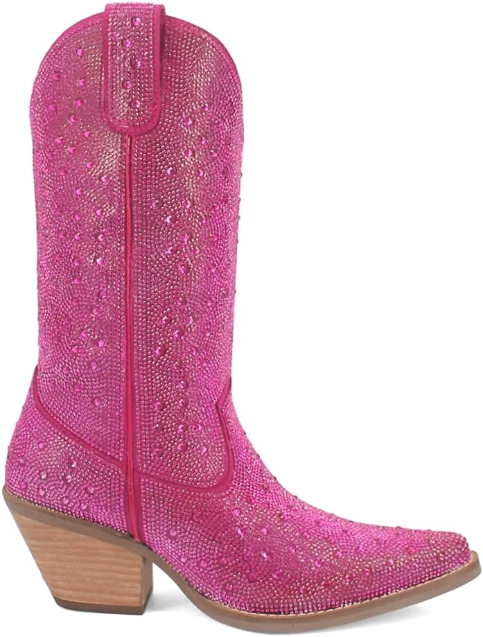 Dingo Womens Silver Dollar Rhinestone Round Toe Pull On Casual Boots Mid... - Picture 16 of 20