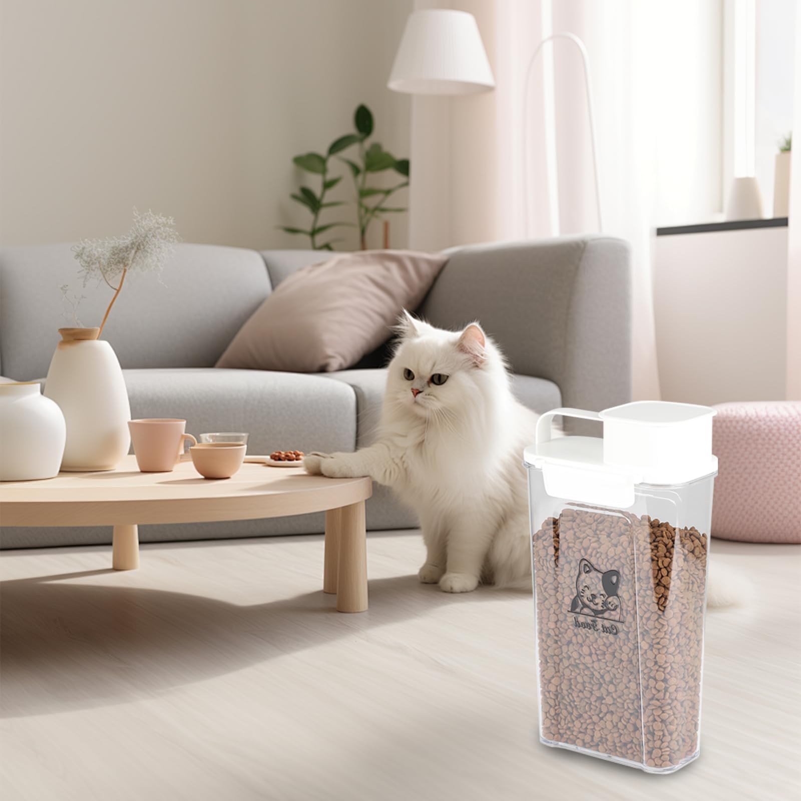 Cat Food Storage Container|Airtight Cat Food Container with Handles|Pet Food Storage Container3.5 L|Hold Up to 4 lbsCat Food Storage Containers|Portable Cat FoodStorage Containers for Travel| BPA Free