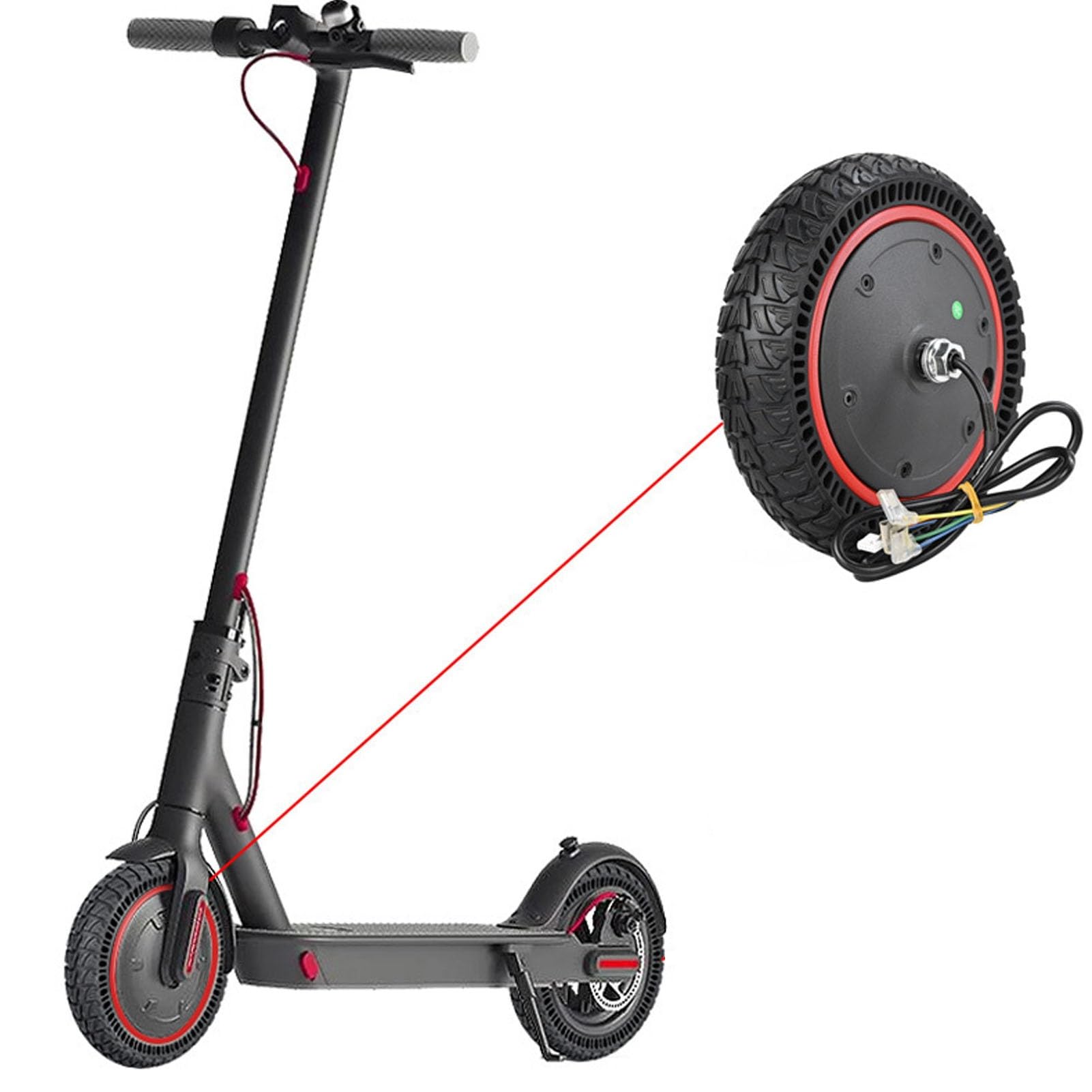 Roue de Moteur de Moyeu de Trottinette Électrique pour Xiaomi M365 Pro/M365 Pro 2 Scooter Électrique, 36V 350W Pneu de Roue de Moteur de Scooter Électrique de 8,5 Pouces Antidérapant
