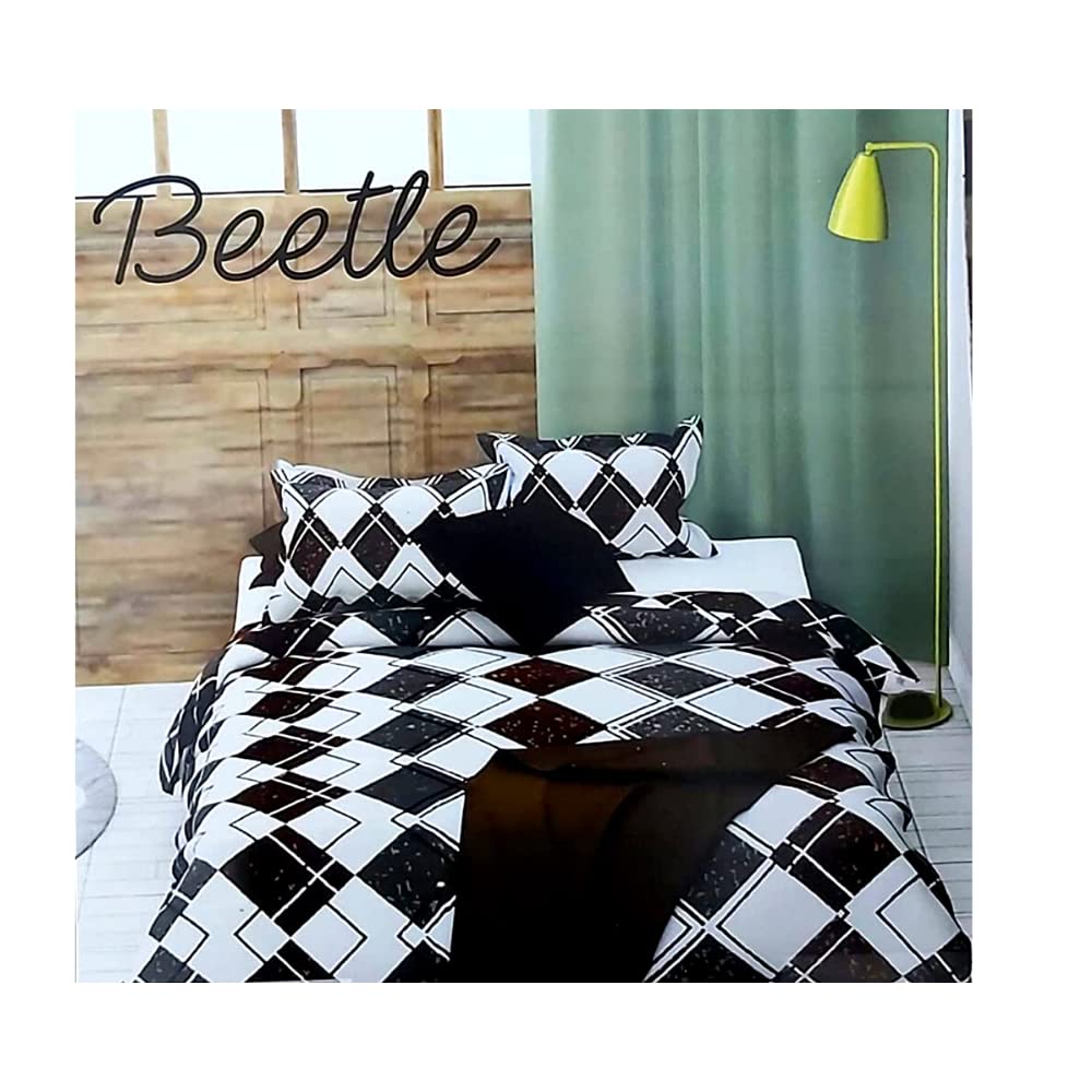 Authentic Cotton Printed King Size Bedsheet with Two Matching Pillow Covers (Cream & Brown), 90 x 100 inch, 3 Pcs. Set-image-22
